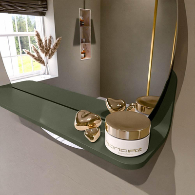 Mondiaz SPOT Miroir de salle de bains - rond 50cm - tablette de miroir - couleur Army