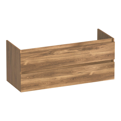 BRAUER Joy Wavy wastafelonderkast 120 2 softclose lades - greeploos - 2 sifon uitsparingen - Honey