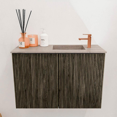 Mondiaz JOYA-DLUX Meuble de toilette 60cm - couleur Shadow - Vasque FAYE position Droite 1 trou de robinet couleur Saba.