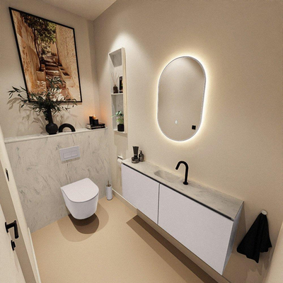 MONDIAZ TURE-DLUX meuble WC 120 cm Cale. EDEN lavabo Opalo position milieu. Avec 1 trou de robinet.