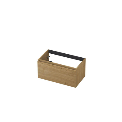 INK Wastafelonderkast - 80x45x40cm - 1 lade - greeploos - met houten keerlijst - MDF - Natur