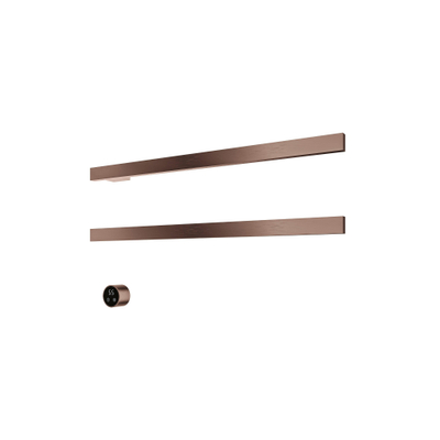 Hotbath &MORE Radiateur sèche-serviettes - 80x38cm - carré - 2 barres - horizontal - avec interrupteur - cuivre brossé PVD