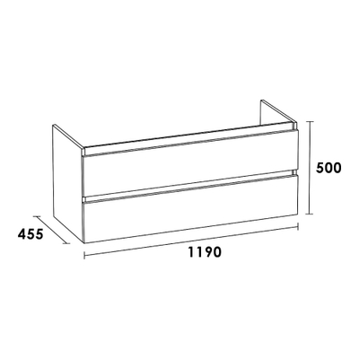 BRAUER Solution Meuble sous vasque 119x45.5x50cm 2 tiroirs 1 espace siphon sans poignée MFC Almond