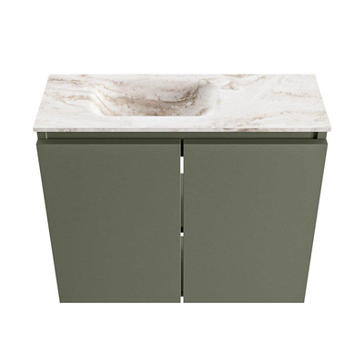 MONDIAZ TURE-DLUX 60cm toiletmeubel Army. EDEN wastafel Frappe positie links. Zonder kraangat.