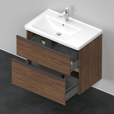 Duravit D-Neo wastafelonderkast 78.4x62.5x45.2cm 2 lades Noten (donker) Mat