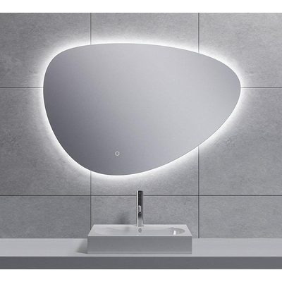 Wiesbaden Uovo Miroir 90cm asymétrique avec chauffe miroir et éclairage LED autour à intensité réglable