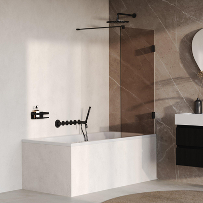 BRAUER Void Paroi de baignoire - 80x140 - verre bronze - incl. revêtement en verre - noir mat