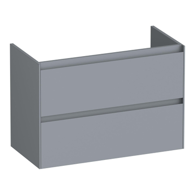 BRAUER Inspire meuble sous-lavabo peu profond 80 2 tiroirs softclose - sans poignées - 1 découpe pour siphon - gris mat