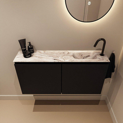 MONDIAZ TURE-DLUX Meuble WC 100 cm Urban. EDEN lavabo Glace position droite. Avec 1 trou de robinet.