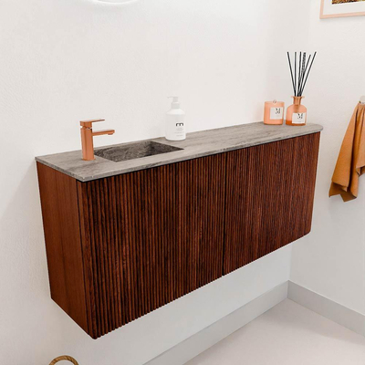 Mondiaz JOYA-DLUX 101.6cm meuble de toilette - arrondi droit couleur Ruby - Lavabo FAYE position Gauche 1 trou de robinet couleur Oza.