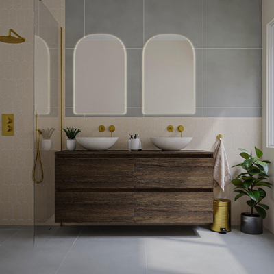 Saniclass Holz Pure Badkamermeubelset - 140x45x60cm - 4 lades - topblad - Eiken charcoal