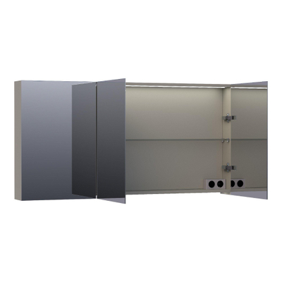 BRAUER Impress Deluxe Armoire de toilette 139x70x15cm éclairage intégré rectangulaire 3 portes pivotantes MDF Taupe mat