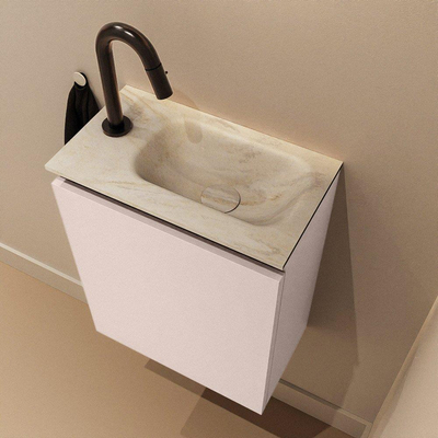 MONDIAZ TURE-DLUX 40cm toiletmeubel Rosee. EDEN wastafel Ostra positie rechts. Met 1 kraangat.