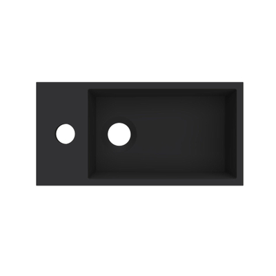 Arcqua Flair fontein - 36x18x9cm - cast marble - 1 kraangat - links - mat zwart
