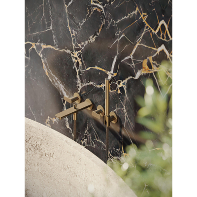 Hansgrohe Axor Citterio C afbouwdeel v. 4-gats inbouw badkraan wandmontage m. handdouche en cubic cutvoorsprong 22.2cm - brushed bronze