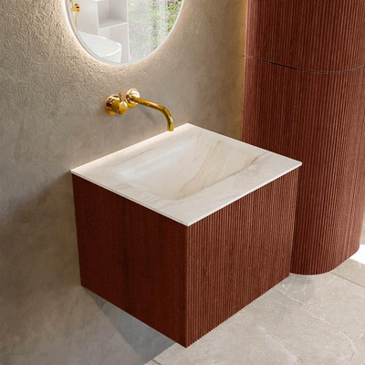 Mondiaz KURVE-DLUX Badkamermeubelset - 50x46x40cm - 1 lade - wastafel solid surface - midden - zonder kraangat - Ruby