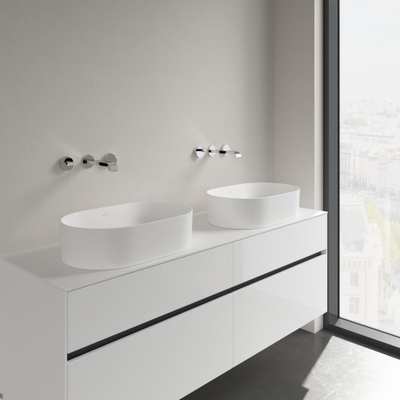 Villeroy & Boch Collaro opzetwastafel ovaal 56x36cm zonder overloop zonder kraangat ceramic+ stone white OUTLETSTORE
