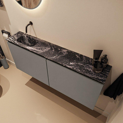MONDIAZ TURE-DLUX 120cm toiletmeubel Smoke. EDEN wastafel Lava positie links. Zonder kraangat.