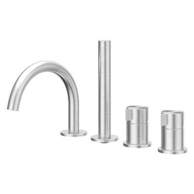 IVY Tribe Combinaison de bord de baignoire - 4 voies - mitigeur - bec pivotant - douchette extractible - inox 316 - brossé