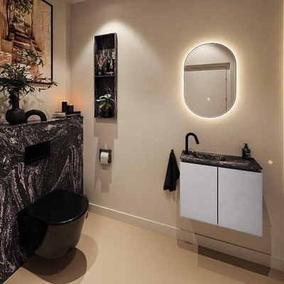 MONDIAZ TURE-DLUX 60cm toiletmeubel Plata. EDEN wastafel Lava positie links. Met 1 kraangat.