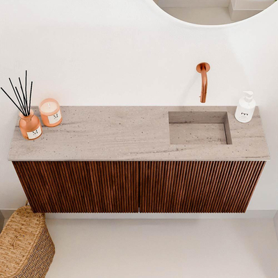 Mondiaz JOYA-DLUX 90cm toiletmeubel - kleur Ruby - Wastafel FAYE positie Rechts Zonder kraangat kleur Saba.