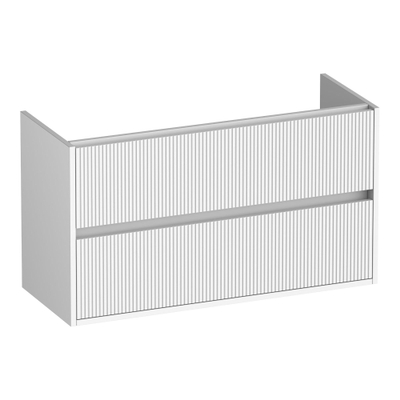 BRAUER Adore Wavy meuble sous-lavabo peu profond 100 2 tiroirs softclose - sans poignées - 1 découpe pour siphon - blanc mat