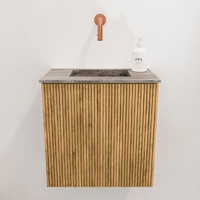 Mondiaz JOYA-DLUX 40cm meuble de toilette - couleur Oak - Vasque FAYE position Milieu Sans trou de robinet couleur Oza.