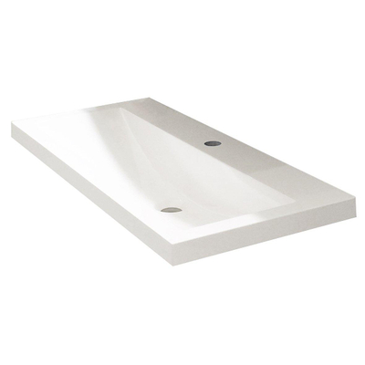 Wiesbaden Flag lavabo simple avec 1 trou de robinet 100x36x4 cm marbre synthétique brillant blanc