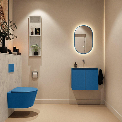 MONDIAZ TURE-DLUX 60cm toiletmeubel Jeans. EDEN wastafel Opalo positie midden. Zonder kraangat.