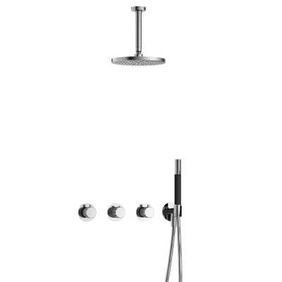Hotbath Cobber X IBSX70 Regendoucheset inbouw - hoofddouche 20cm - plafondarm 15cm - handdouche staaf 1 stand - Chroom