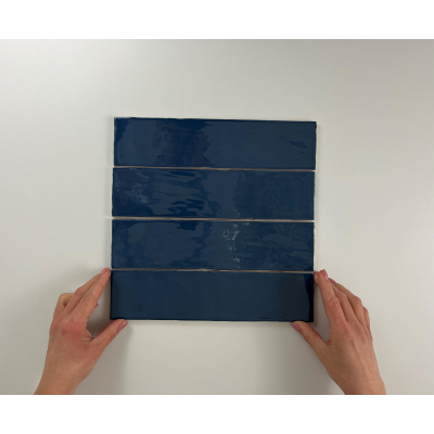 ÉCHANTILLON Terravito Pavero carreau mural - 7.5x30cm - Rectangle - 8.6mm - Bleu marine brillant