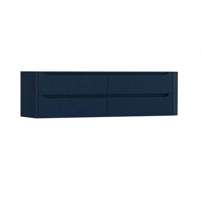 H&R Badmeubelen Juice Wastafelonderkast - 180x45x50cm - rechterhoek afgerond - 4 lades - geïntegreerde greep - blue oak