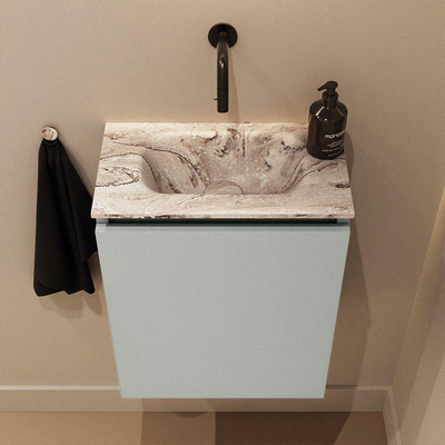 MONDIAZ TURE-DLUX Meuble de toilettes 40 cm Greey. Lavabo EDEN Glace position milieu. Sans trou de robinet.