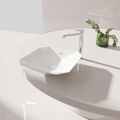 Creavit Ruby waskom - 40x40x8.5cm - opbouw - keramiek - wit glans