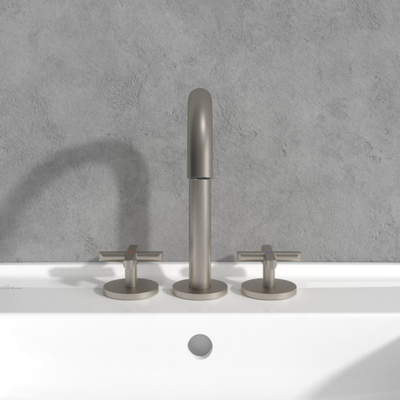 Villeroy & Boch Loop & Friends wastafeluitloop set - met kruisgreep brushed - nickel black (mat rvs)