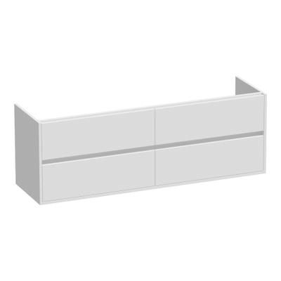 Saniclass Nexxt Wastafelonderkast - 160x46x55cm - 4 greeploze softclose lades - 2 sifonuitsparingen - MDF - mat wit