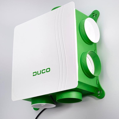 Paket Duco All-in-one avec DucoBox Focus, 2 vannes de régulation CO2, vanne de régulation d'humidité, interrupteur de commande et paquet Silent Plus