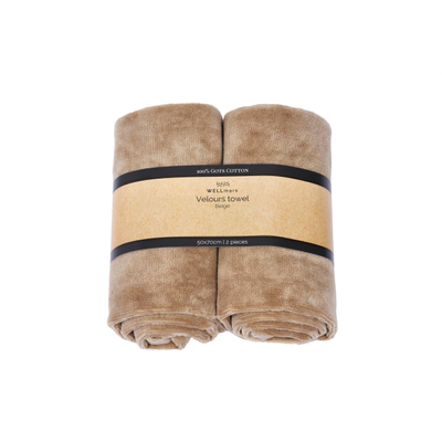 Wellmark CA 50x70cm handdoek - 2 stuks - velours beige