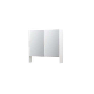 Ink spk3 armoire de toilette avec double portes en miroir, 2 portes avec étagère ouverte et prise de courant/interrupteur