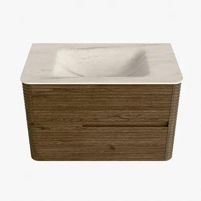 Mondiaz CIRO-DLUX Ensemble de meuble de salle de bains - 80x45x50cm - Vasque solid surface Meli - 1 lavabo au milieu - 1 trou de robinet - 2 tiroirs - Dusk