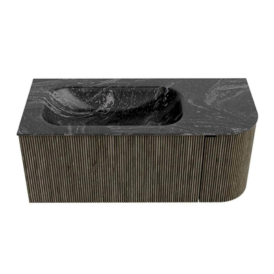 Mondiaz KURVE-DLUX Badkamermeubelset - 105x46x40cm - 1 lade - 1 deur - wastafel solid surface - links - 1 kraangat - Shadow