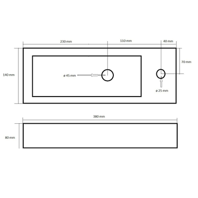 Best Design Queen Lave-mains droite 38x14x8 Blanc brillant