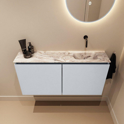 MONDIAZ TURE-DLUX 100cm meuble de toilettes Clay. EDEN lavabo Glace position droite. Sans trou de robinet.