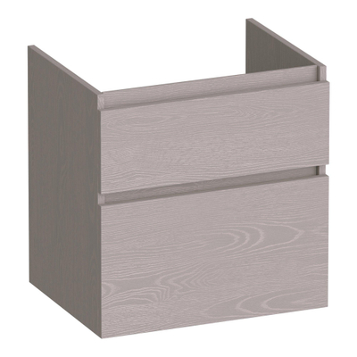BRAUER Delight wastafelonderkast - 60x46x60cm - 2 softclose lades - greeploos - 1 sifon uitsparing - Timber Greige
