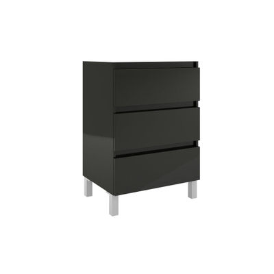 Saniclass Chaci PLUS Meuble de salle de bain - 60x86x46cm - vasque - plan de toilette - 3 tiroirs - noir mat