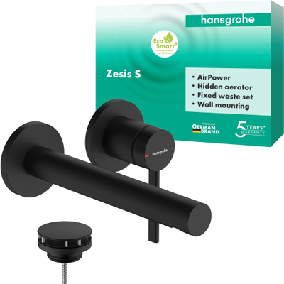 Hansgrohe Zesis S eengreeps inbouw wastafelmengkraan met voorsprong 19,4 cm mat zwart