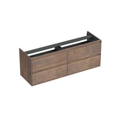 Forzalaqua Reno 2.0 meuble sous-lavabo 160x51x60cm avec 4 tiroirs sans poignée à fermeture douce Chêne massif Havanna