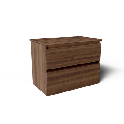 Saniclass Vita Meuble sous lavabo - 80cm - 2 tiroirs - sans poignée - noyer