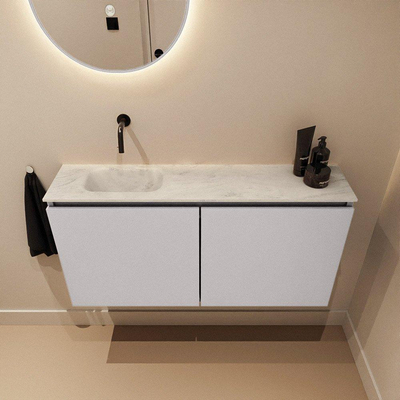MONDIAZ TURE-DLUX meuble WC 100 cm Cale. EDEN lavabo Opalo position gauche. Sans trou de robinet.
