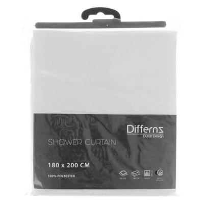 Differnz Color Rideau de douche Polyester 180x200cm Blanc